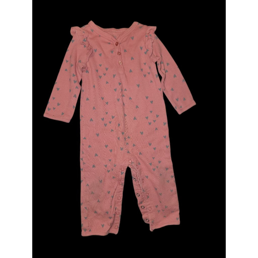 Baby Girl Just One You by Carter's Romper 12M Pink Gray Hearts